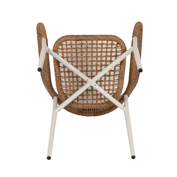 Πολυθρόνα Κήπου ArteLibre KARURU Λευκό/Φυσικό Αλουμίνιο/Rattan 63x63x77cm