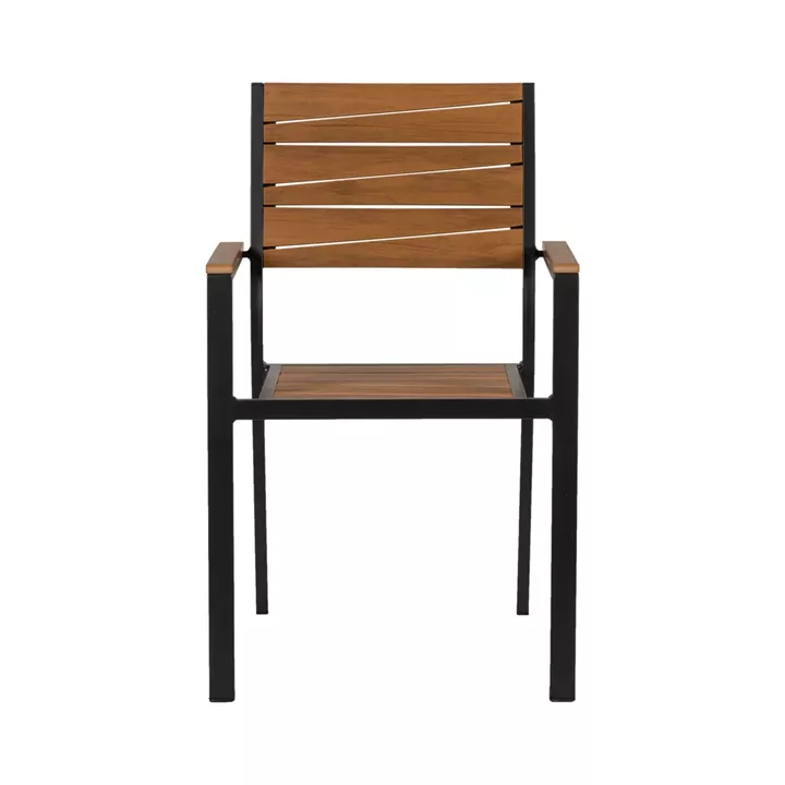 Πολυθρόνα Κήπου ArteLibre OUZOUD Γκρι/Καρυδί Αλουμίνιο/Ξύλο 57x57x84cm