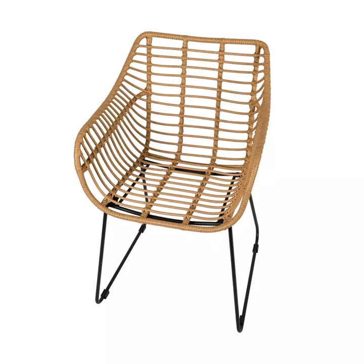 Πολυθρόνα Κήπου ArteLibre KALAMBO Φυσικό/Μαύρο Αλουμίνιο/Rattan 56x57x81cm