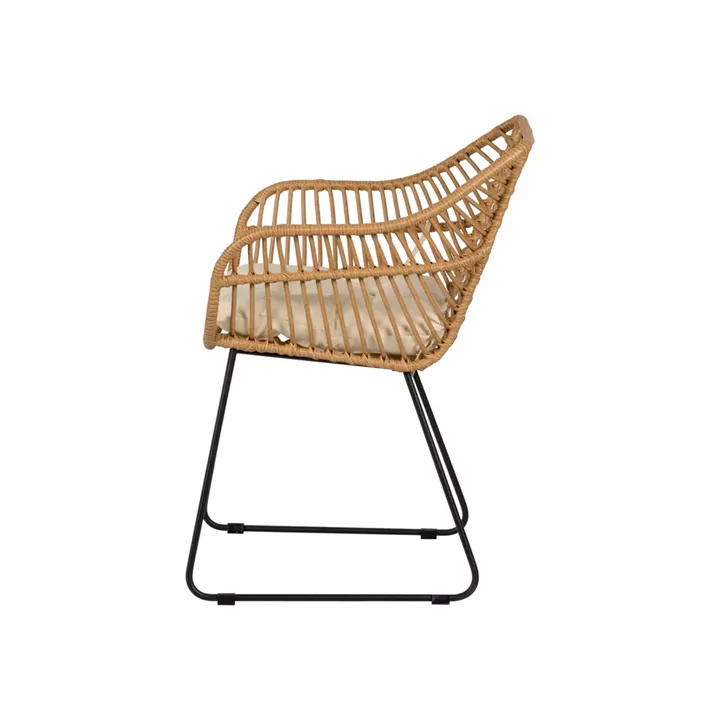 Πολυθρόνα Κήπου ArteLibre KALAMBO Φυσικό/Μαύρο Αλουμίνιο/Rattan 56x57x81cm