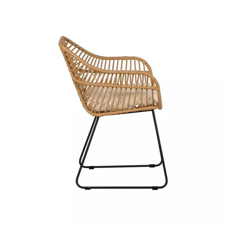 Πολυθρόνα Κήπου ArteLibre KALAMBO Φυσικό/Μαύρο Αλουμίνιο/Rattan 56x57x81cm