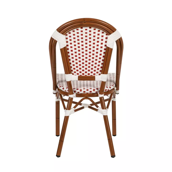 Καρέκλα Κήπου ArteLibre MUTARAZI Λευκό/Κόκκινο/Μπαμπού Αλουμίνιο/Rattan 50x57x85cm