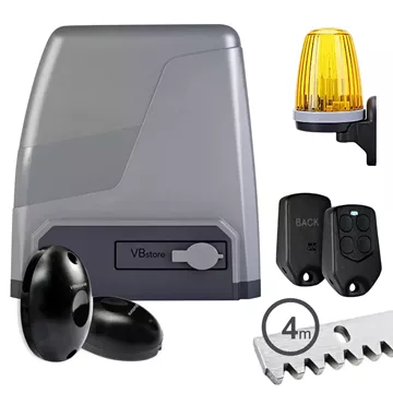 PROFELMNET Triton 15 full pack μοτέρ συρόμενης γκαραζόπορτας 230V έως 1500kg με ένα τηλεχειριστήριο PSR38T κρεμαγιέρα 4m φάρο LED φωτοκύτταρα, VBstore