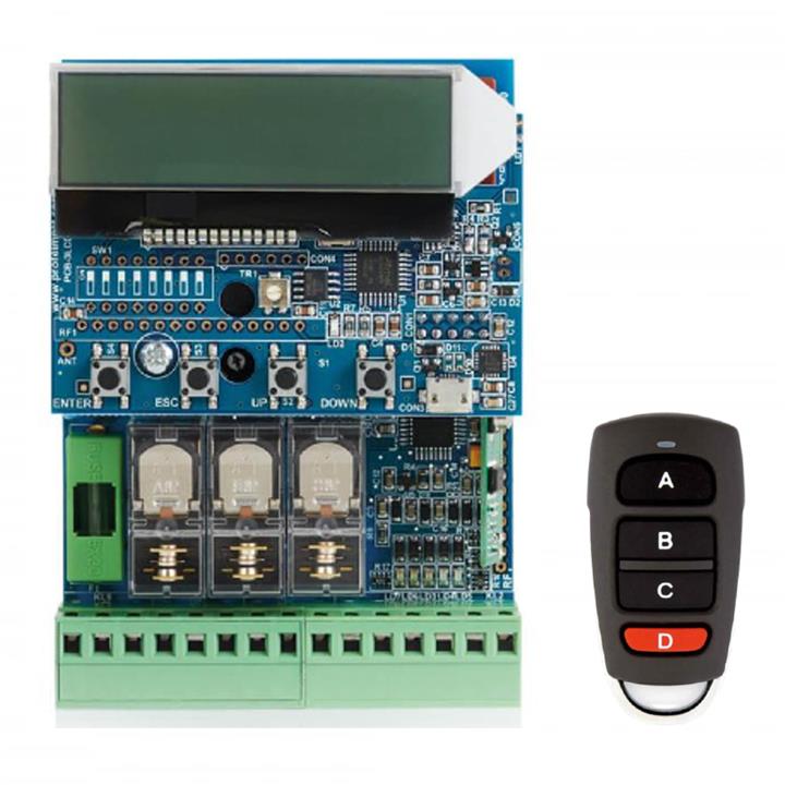 4033 LCD Profelmnet Πίνακας ελέγχου αυτοματισμός για μοτέρ συρόμενης γκαραζόπορτας, ανοιγόμενης Μ/Φ, ρολού και μπάρες 230VDC Σταθερού κωδικού με 1 χειριστήριο