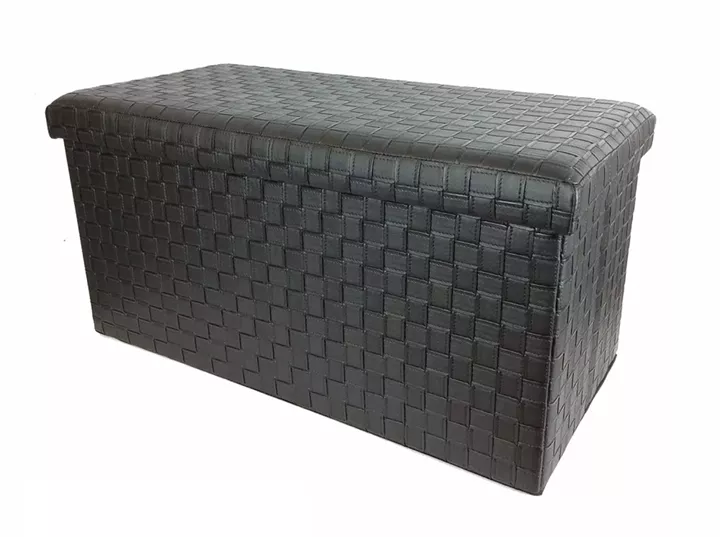 Σκαμπό Με Αποθηκευτικό Χώρο Μαύρο Δέρμα 76x38x38cm