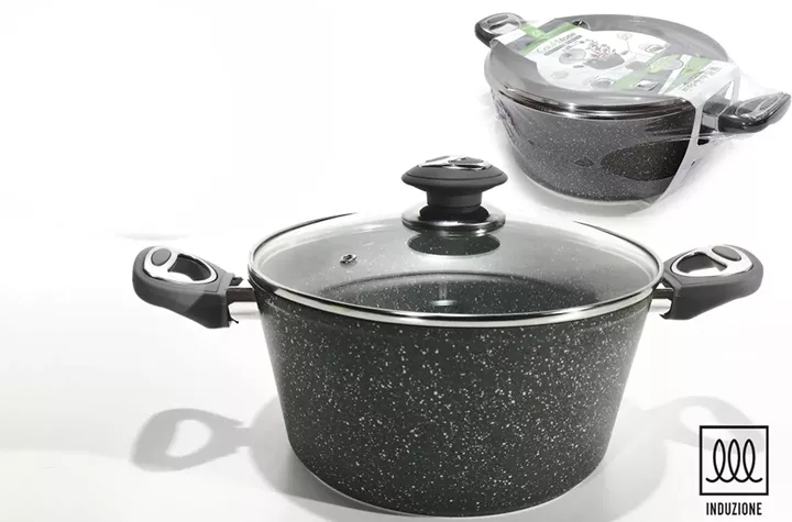 Κατσαρόλα Αντικολλητική Αλουμινίου Με Επίστρωση Stone Λαβές Soft-Touch Φ28cm