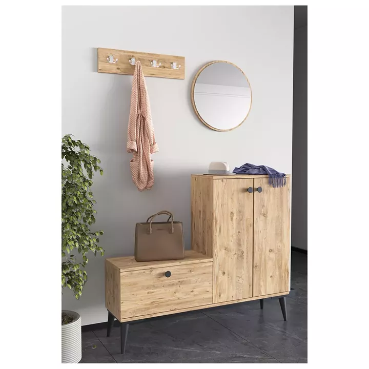 Έπιπλο Εισόδου ArteLibre Με Καθρέπτη ADEA Δρυς Μοριοσανίδα/Γυαλί 120x30x93cm