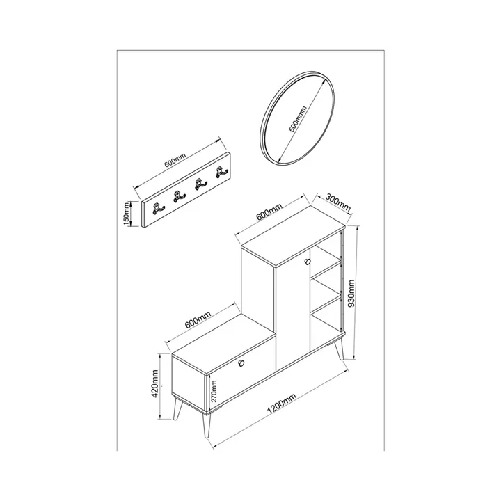 Έπιπλο Εισόδου ArteLibre Με Καθρέπτη ADEA Ανθρακί Μοριοσανίδα/Γυαλί 120x30x93cm