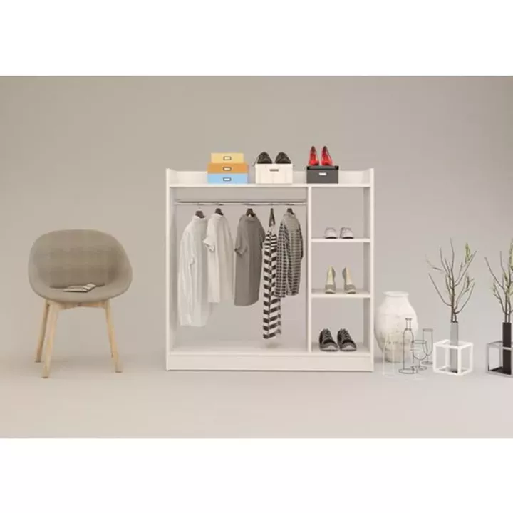 Κρεμάστρα Δαπέδου ArteLibre ZOLA Λευκό Μοριοσανίδα/Μέταλλο 123.6x35x120cm