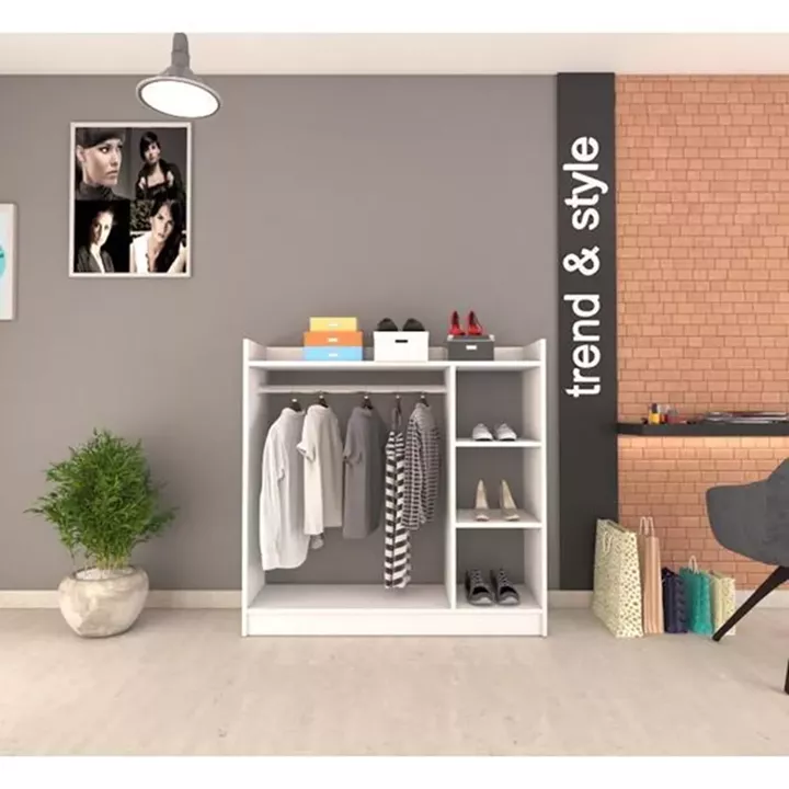 Κρεμάστρα Δαπέδου ArteLibre ZOLA Λευκό Μοριοσανίδα/Μέταλλο 123.6x35x120cm