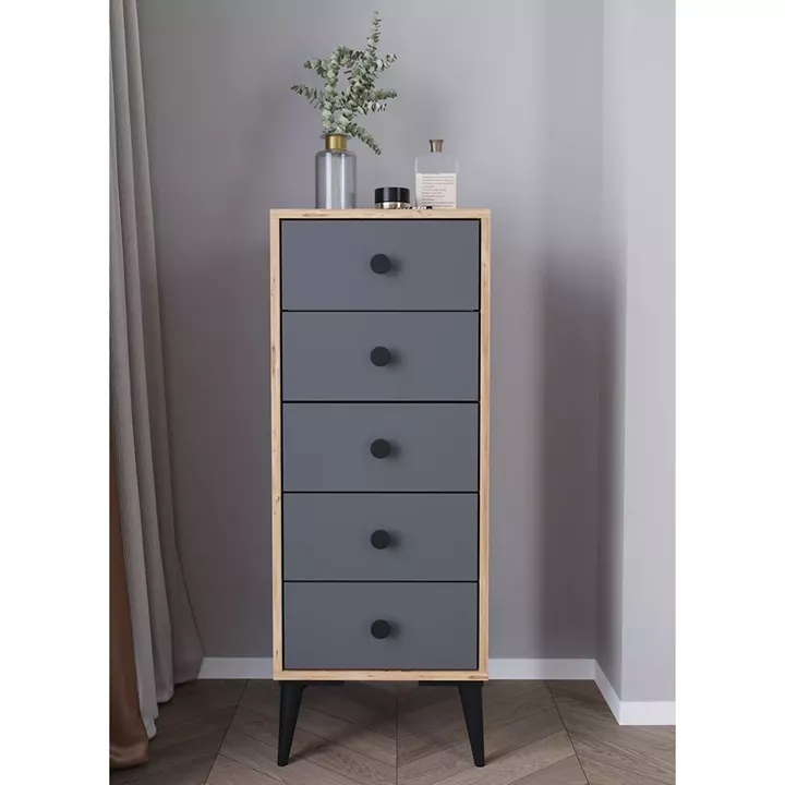 Συρταριέρα ArteLibre AMARI Δρυς/Ανθρακί Μοριοσανίδα 43x43x114cm