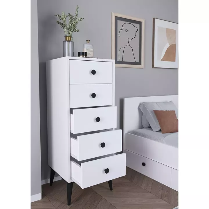 Συρταριέρα ArteLibre AMARI Λευκό Μοριοσανίδα 43x43x114cm