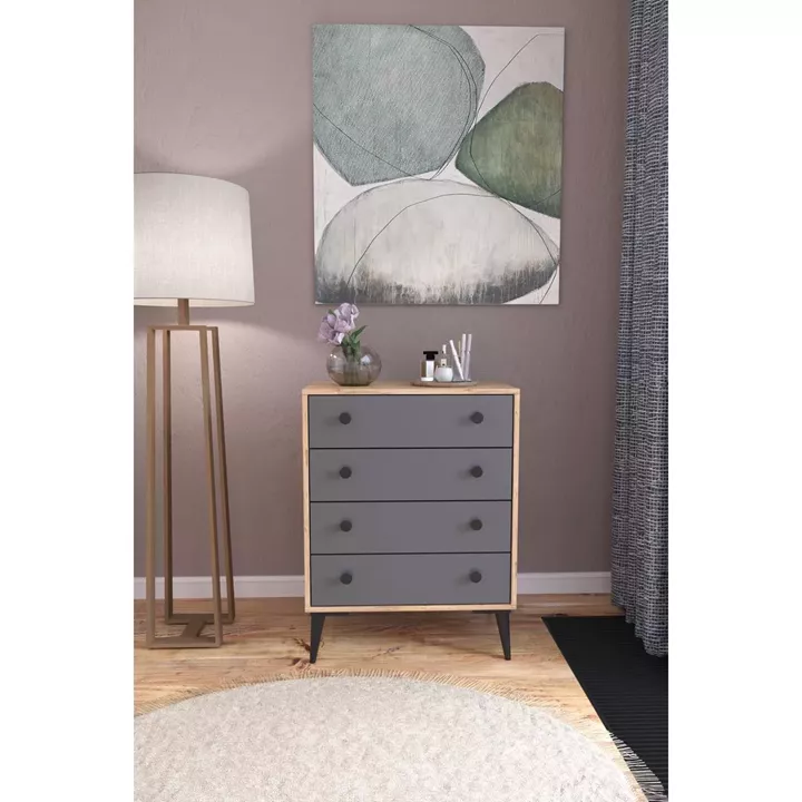 Συρταριέρα ArteLibre AMARI Δρυς/Ανθρακί Μοριοσανίδα 72x43x96cm