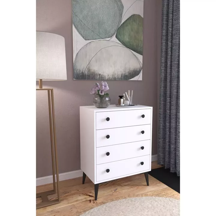 Συρταριέρα ArteLibre AMARI Λευκό Μοριοσανίδα 72x43x96cm