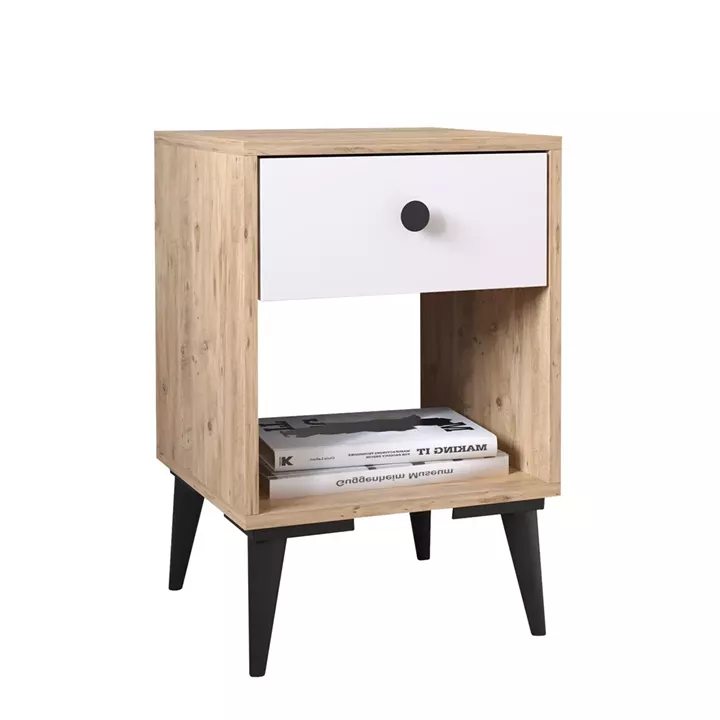 Κομοδίνο ArteLibre AMARI Δρυς/Λευκό Μοριοσανίδα 43x43x67.5cm