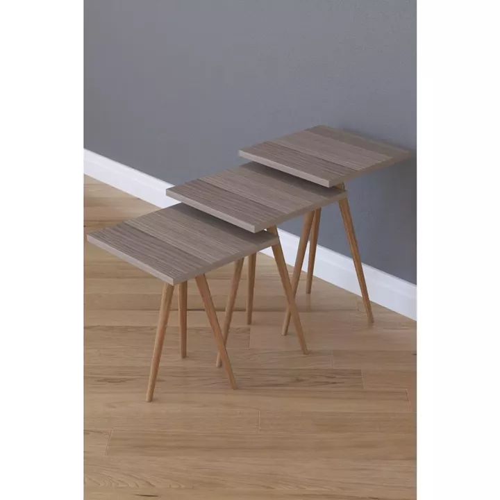 Τραπεζάκι Βοηθητικό ArteLibre ZURI Cordoba Μοριοσανίδα/Ξύλο 33x33x52/33x33x47/33x33x42cm Σετ 3Τμχ