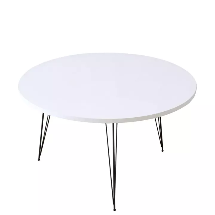 Τραπεζάκι Σαλονιού ArteLibre TAYO Λευκό Μοριοσανίδα/Μέταλλο Φ70x40cm