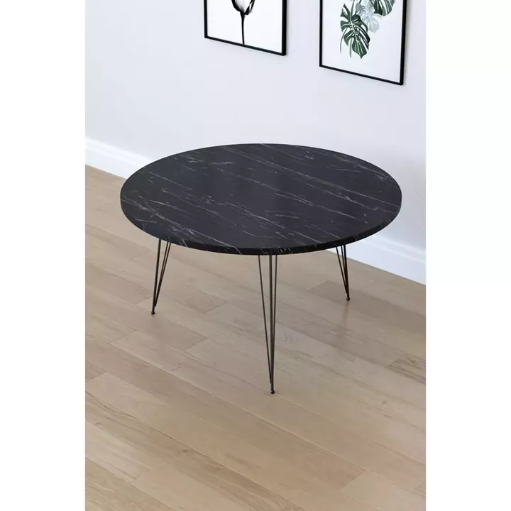 Τραπεζάκι Σαλονιού ArteLibre TAYO Μαύρο Μοριοσανίδα/Μέταλλο Φ70x40cm