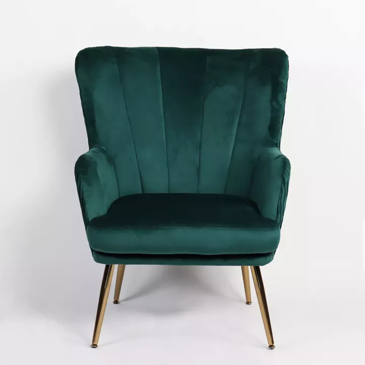 Πολυθρόνα ArteLibre KOLDENREE Πράσινο Βελούδο/Μέταλλο/Ξύλο 74x72x91cm