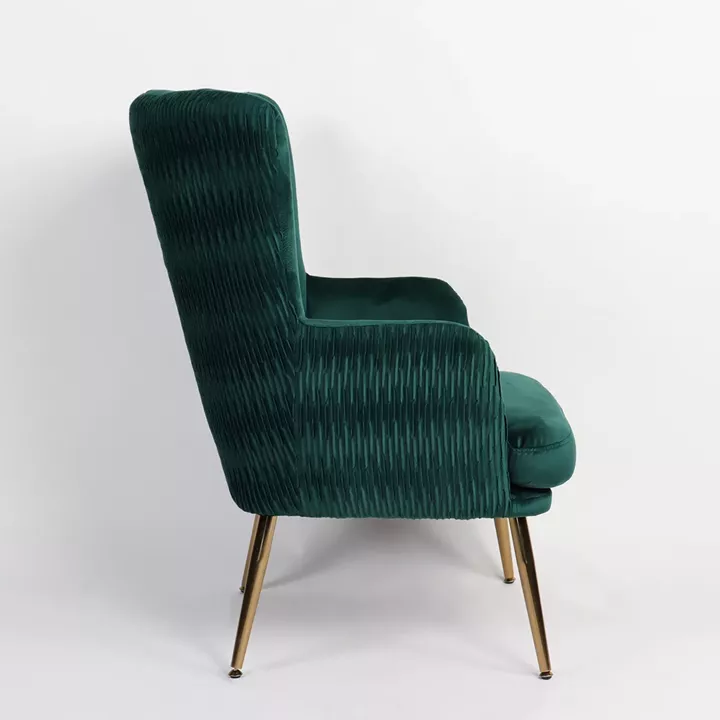 Πολυθρόνα ArteLibre KOLDENREE Πράσινο Βελούδο/Μέταλλο/Ξύλο 74x72x91cm