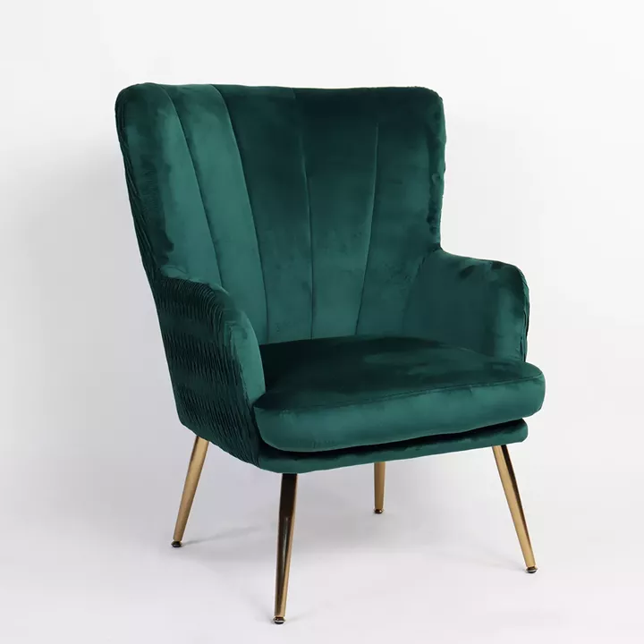 Πολυθρόνα ArteLibre KOLDENREE Πράσινο Βελούδο/Μέταλλο/Ξύλο 74x72x91cm