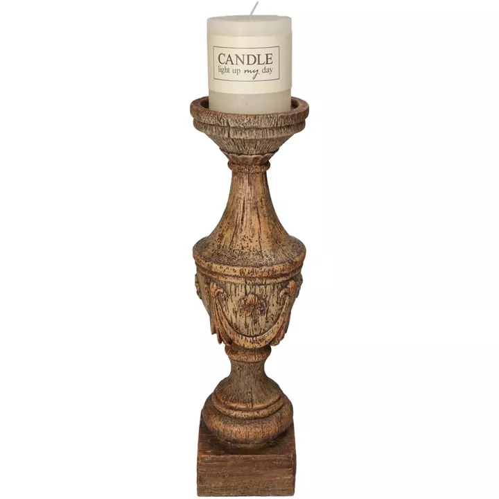 Κηροπήγιο ArteLibre Καφέ Polyresin 10x10x36.8cm