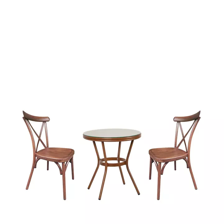 Σετ Τραπεζαρία Κήπου ArteLibre BURUNDI Μπαμπού Αλουμίνιο/Γυαλί Με 2 Καρέκλες 14990211