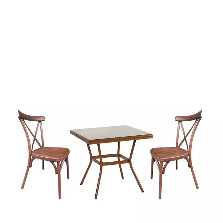 Σετ Τραπεζαρία Κήπου ArteLibre ANGOLA Μπαμπού Αλουμίνιο/Γυαλί Με 2 Καρέκλες 14990212