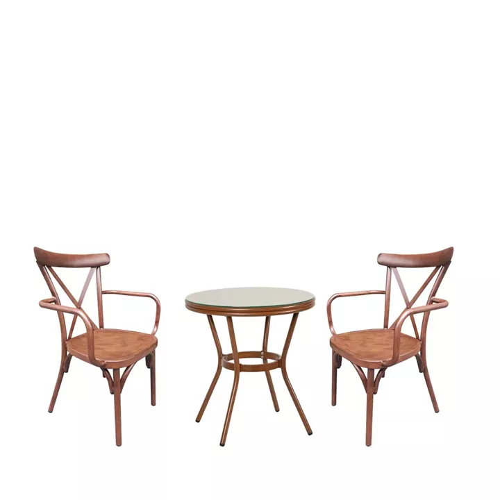 Σετ Τραπεζαρία Κήπου ArteLibre BURUNDI Μπαμπού Αλουμίνιο/Γυαλί Με 2 Καρέκλες 14990215