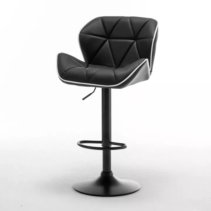 Σκαμπό Bar ArteLibre DRASH Με Πλάτη Πτυσσόμενο Μαύρο PU/Μέταλλο 54x52x87-109cm