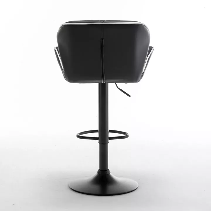 Σκαμπό Bar ArteLibre DRASH Με Πλάτη Πτυσσόμενο Μαύρο PU/Μέταλλο 54x52x87-109cm