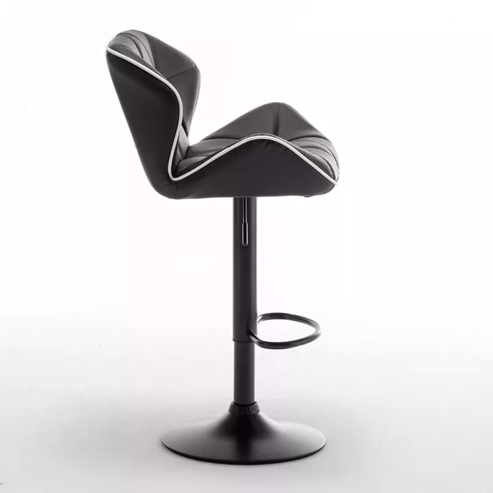 Σκαμπό Bar ArteLibre DRASH Με Πλάτη Πτυσσόμενο Μαύρο PU/Μέταλλο 54x52x87-109cm