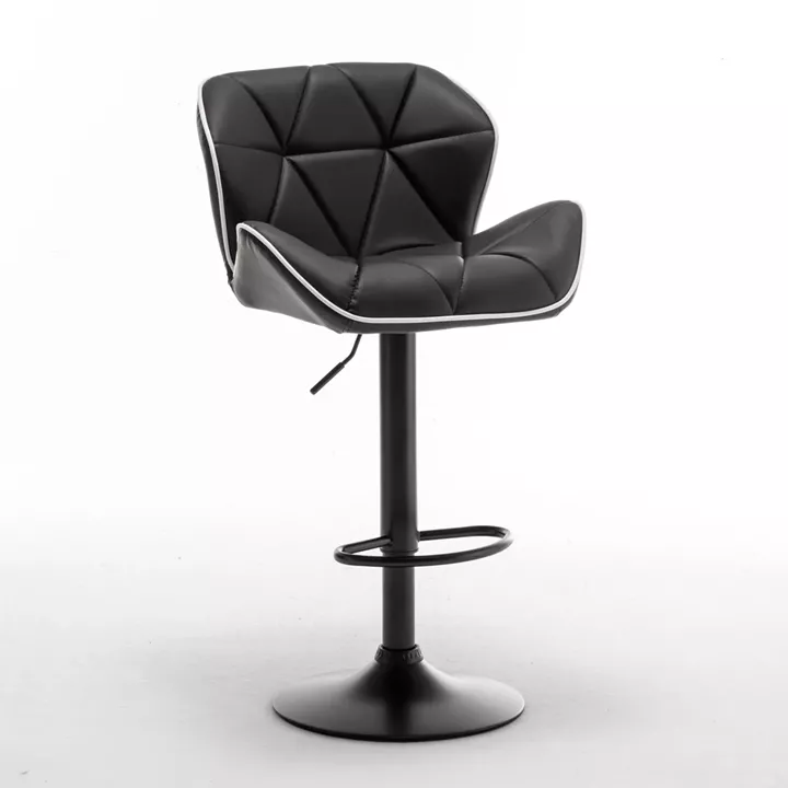 Σκαμπό Bar ArteLibre DRASH Με Πλάτη Πτυσσόμενο Μαύρο PU/Μέταλλο 54x52x87-109cm