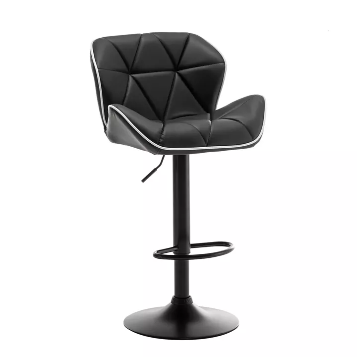 Σκαμπό Bar ArteLibre DRASH Με Πλάτη Πτυσσόμενο Μαύρο PU/Μέταλλο 54x52x87-109cm