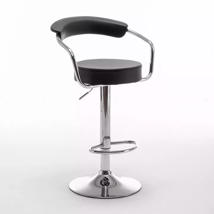 Σκαμπό Bar ArteLibre PELI Με Πλάτη Πτυσσόμενο Μαύρο PU/Μέταλλο 51x50x83-105cm