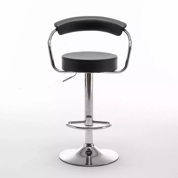 Σκαμπό Bar ArteLibre PELI Με Πλάτη Πτυσσόμενο Μαύρο PU/Μέταλλο 51x50x83-105cm