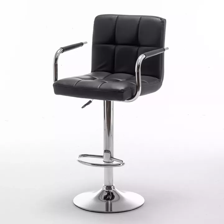 Σκαμπό Bar ArteLibre RANCOR Με Πλάτη Πτυσσόμενο Μαύρο PVC/Μέταλλο 51x50x83-105cm