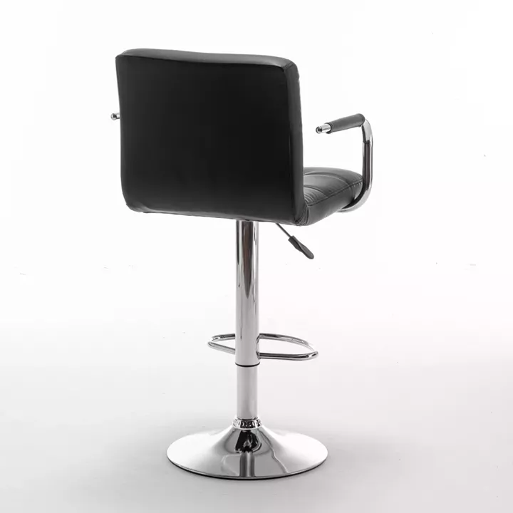 Σκαμπό Bar ArteLibre RANCOR Με Πλάτη Πτυσσόμενο Μαύρο PVC/Μέταλλο 51x50x83-105cm