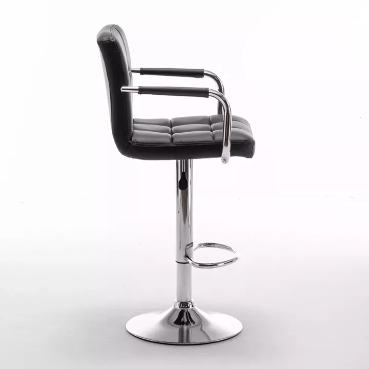 Σκαμπό Bar ArteLibre RANCOR Με Πλάτη Πτυσσόμενο Μαύρο PVC/Μέταλλο 51x50x83-105cm