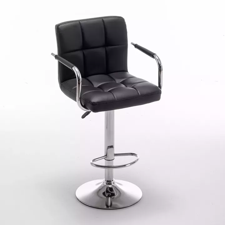 Σκαμπό Bar ArteLibre RANCOR Με Πλάτη Πτυσσόμενο Μαύρο PVC/Μέταλλο 51x50x83-105cm