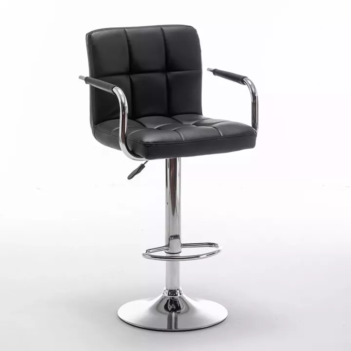 Σκαμπό Bar ArteLibre RANCOR Με Πλάτη Πτυσσόμενο Μαύρο PVC/Μέταλλο 51x50x83-105cm