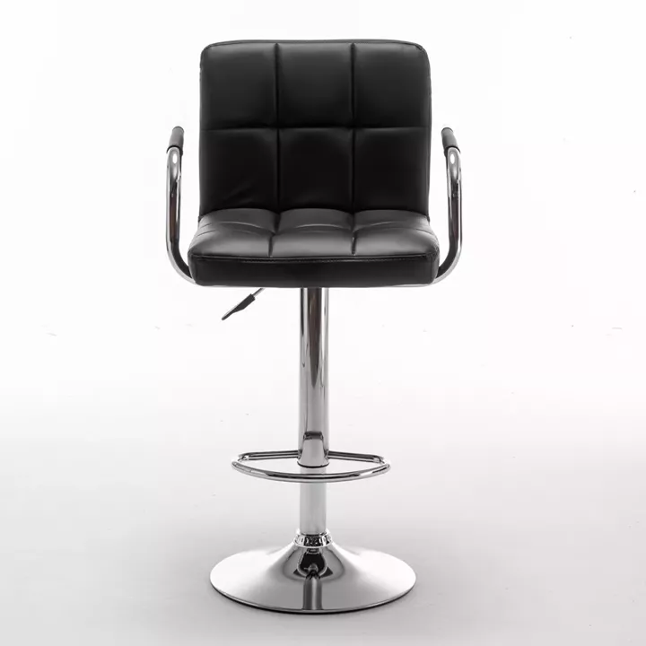 Σκαμπό Bar ArteLibre RANCOR Με Πλάτη Πτυσσόμενο Μαύρο PVC/Μέταλλο 51x50x83-105cm