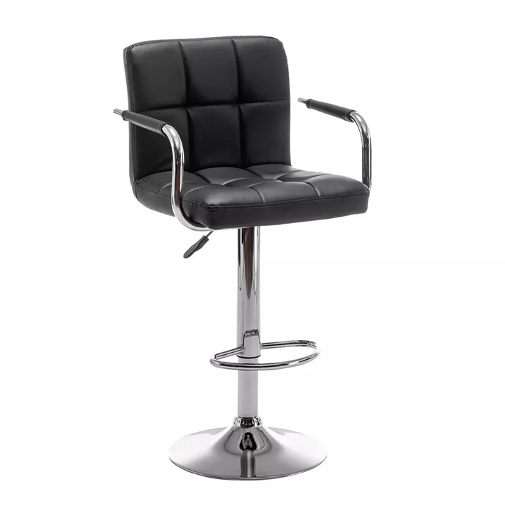 Σκαμπό Bar ArteLibre RANCOR Με Πλάτη Πτυσσόμενο Μαύρο PVC/Μέταλλο 51x50x83-105cm