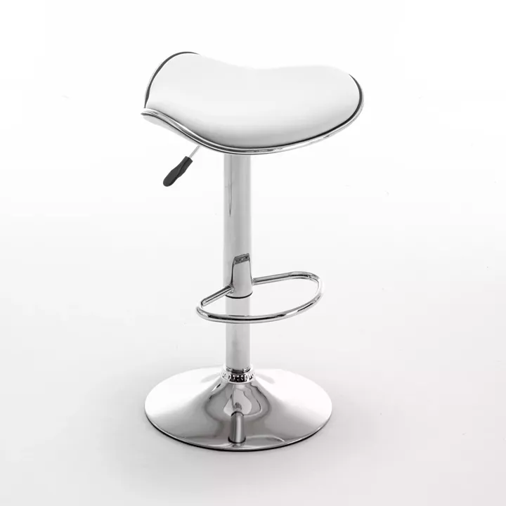 Σκαμπό Bar ArteLibre MOD Πτυσσόμενο Λευκό PU/Μέταλλο 44.5x43x65.5-83.5cm