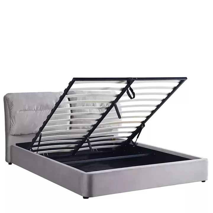 Κρεβάτι Διπλό ArteLibre ACAENA Γκρι Βελούδο (Στρώμα 160x200cm)