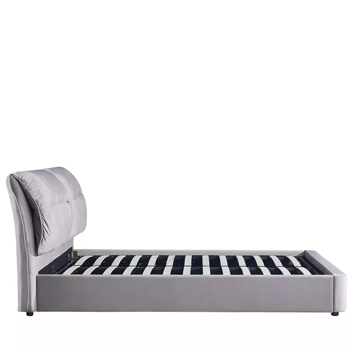 Κρεβάτι Διπλό ArteLibre ACAENA Γκρι Βελούδο (Στρώμα 160x200cm)