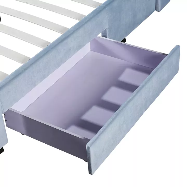 Κρεβάτι Διπλό ArteLibre ANNONA Γαλάζιο Βελούδο (Στρώμα 160x200cm)