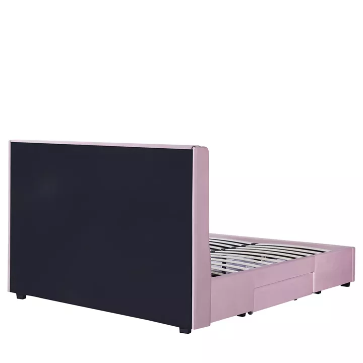 Κρεβάτι Διπλό ArteLibre ANNONA Ανοιχτό Ροζ Βελούδο (Στρώμα 160x200cm)