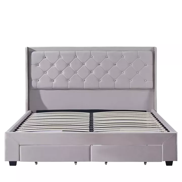 Κρεβάτι Διπλό ArteLibre ANNONA Ivory Βελούδο (Στρώμα 160x200cm)